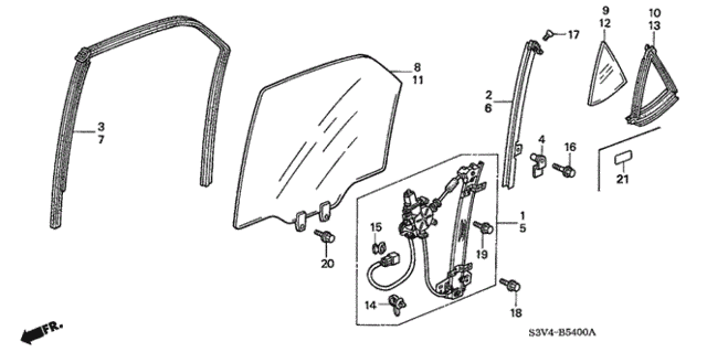 Rear Door Windows - Door Regulator for 2001 Acura MDX #0