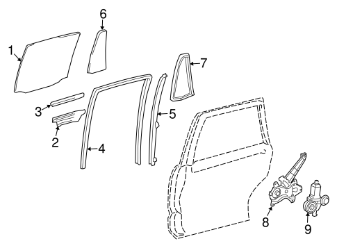 Glass - Rear Door for 2016 Lexus LX570 #0
