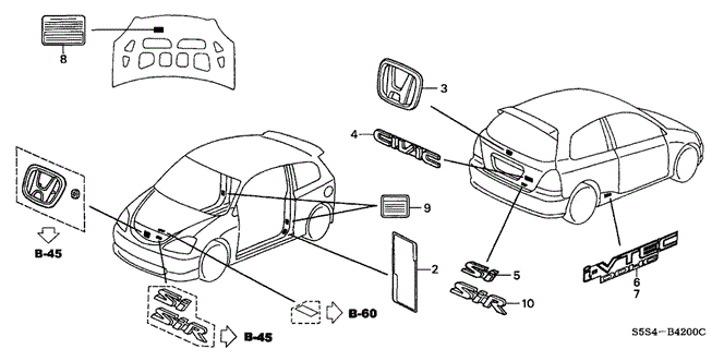Interior/Bumper/Emblems - Caution Labels for 2003 Honda CIVIC HATCHBACK #1