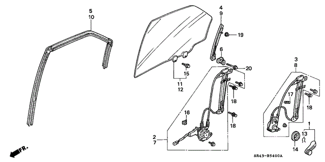 BODY / AIR CONDITIONING/REAR DOOR WINDOWS for 1993 Honda CIVIC SEDAN #1