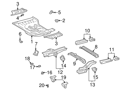 BODY/REAR FLOOR & RAILS for 2004 Toyota Echo #1