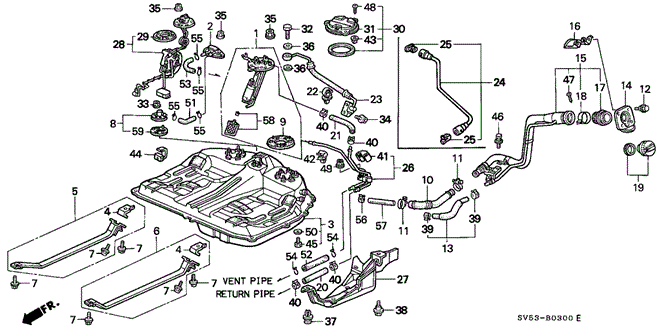 1997 Honda ACCORD 5-DOOR LX CLIP, FUEL PIPE (C) - (91593SV4003) 1997 Honda ACCORD 5-DOOR LX CLIP, FUEL PIPE (C) - (91593SV4003)