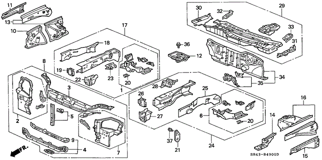 BODY / AIR CONDITIONING/FRONT BULKHEAD for 1993 Honda CIVIC SEDAN #1