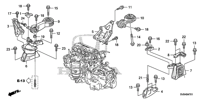 BODY / AIR CONDITIONING/ENGINE MOUNTS (AT) for 2010 Honda CIVIC COUPE #1