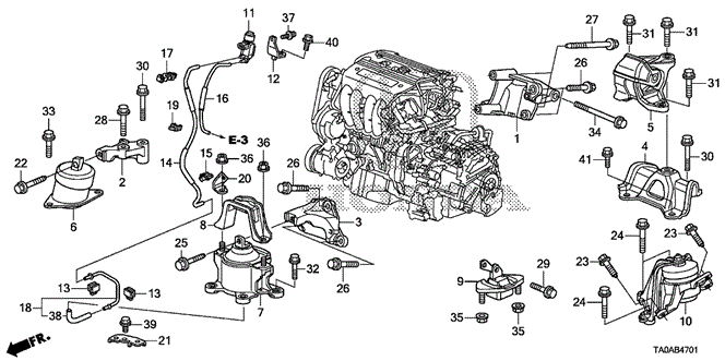 BODY / AIR CONDITIONING/ENGINE MOUNTS (L4) (AT) for 2012 Honda ACCORD SEDAN #1