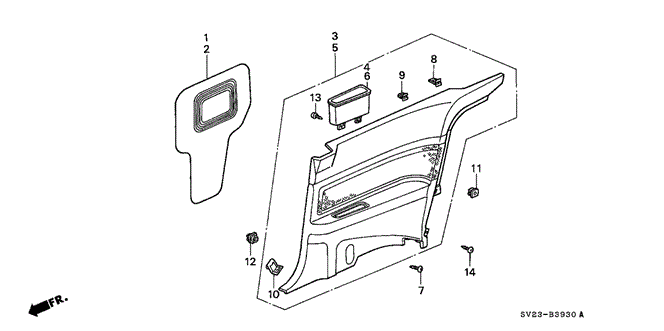 INTERIOR / BUMPER/SIDE LINING for 1996 Honda ACCORD COUPE #1