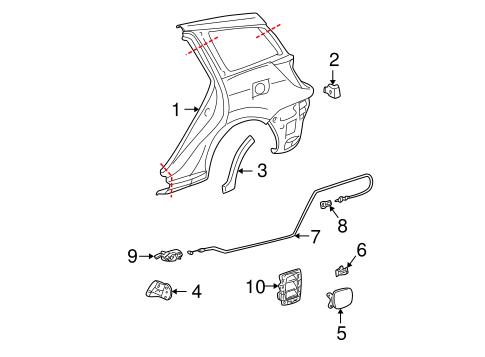 BODY/EXTERIOR TRIM - QUARTER PANEL for 2004 Toyota Matrix #1