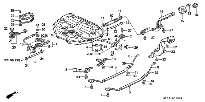 ELECTRICAL / EXHAUST / HEATER / FUEL/FUEL TANK for 1993 Honda CIVIC COUPE #1