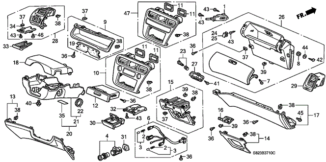 INTERIOR / BUMPER/INSTRUMENT PANEL GARNISH for 2001 Honda ACCORD COUPE #1