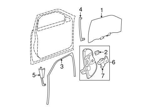 Glass - Front Door for 2006 Cadillac DTS #0