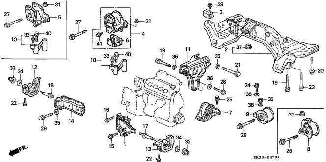 Body/Air Conditioning/Engine Mount (2) for 1992 Honda CIVIC HATCHBACK #1