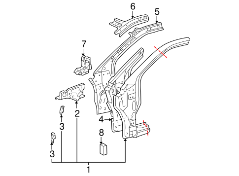 Hinge Pillar for 2005 Toyota Highlander #0