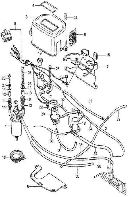 ELECTRICAL / EXHAUST / HEATER / FUEL/CONTROL BOX - VALVE - TUBING ('80) (KA/KH) for 1980 Honda ACCORD HATCHBACK #1