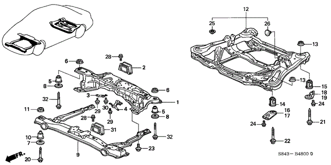 BODY / AIR CONDITIONING/REAR BEAM - CROSS BEAM for 2001 Honda ACCORD SEDAN #1
