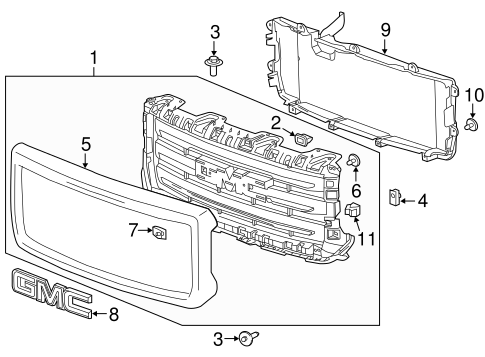 Sierra 1500 GRILLE & COMPONENTS 3
