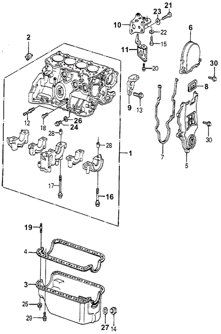 ENGINE/CYLINDER BLOCK - OIL PAN for 1983 Honda ACCORD HATCHBACK #1