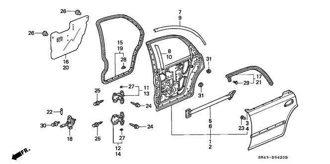 BODY / AIR CONDITIONING/REAR DOOR PANELS for 1992 Honda CIVIC SEDAN #1