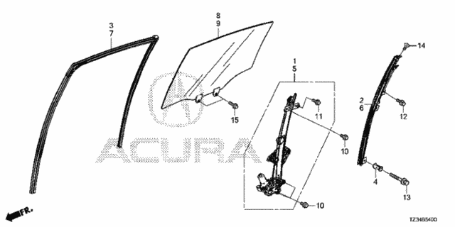Rear Door Glass - Regulator for 2020 Acura TLX #0