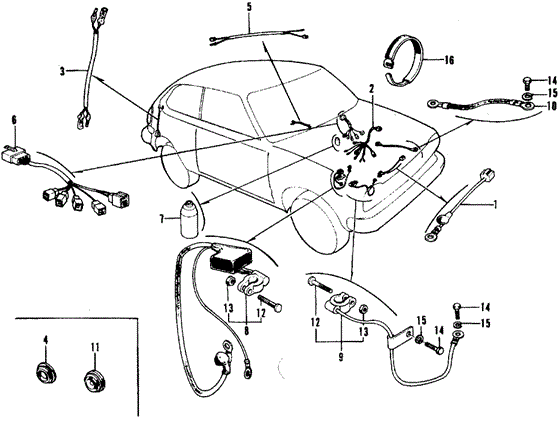 ELECTRICAL / EXHAUST / HEATER / FUEL/SUB WIRE HARNESS - BATTERY CABLE for 1975 Honda CIVIC 1200 HATCHBACK #1