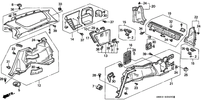 INTERIOR / BUMPER/SIDE LINING for 1993 Honda ACCORD 5-DOOR #1