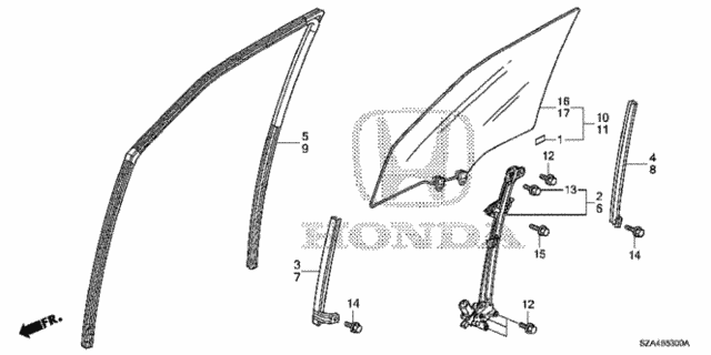 Front Door Glass - Door Regulator for 2010 Honda Pilot #0