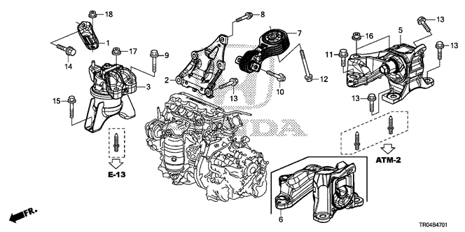 Body/Air Conditioning/Engine Mounts (AT) for 2012 Honda CIVIC SEDAN #1