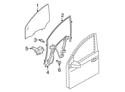 Glass - Front Door for 2010 Nissan Sentra #0
