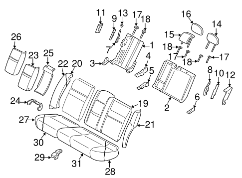 V40 REAR SEAT COMPONENTS
