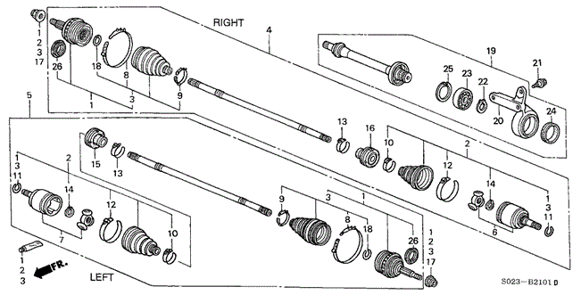 Chassis/Driveshaft (2) for 2000 Honda CIVIC COUPE #1