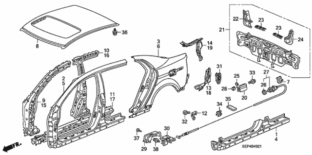 Outer Panel - Rear Panel (2) for 2006 Acura TL #0