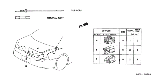Electrical Connectors (RR.) for 2001 Honda Prelude #0