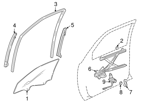 BODY/GLASS - FRONT DOOR for 2001 Toyota Camry #1