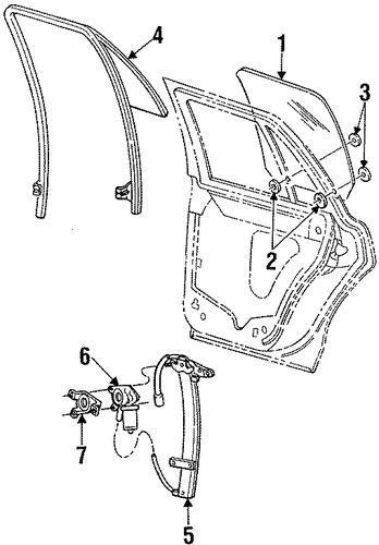 Grand Marquis GLASS - REAR DOOR