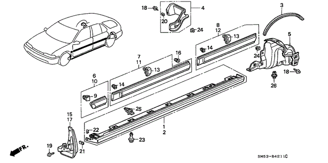 INTERIOR / BUMPER/SIDE PROTECTOR for 1993 Honda ACCORD 5-DOOR #1