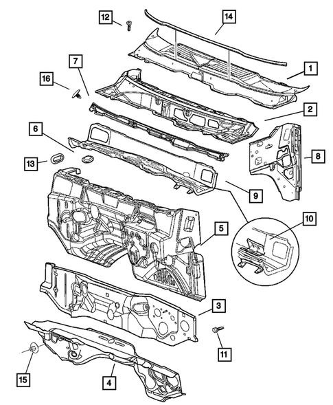 Cowl and Dash Panel for 2008 Dodge Ram 1500 #0