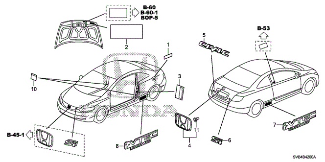 INTERIOR / BUMPER/EMBLEMS - CAUTION LABELS for 2010 Honda CIVIC COUPE #1