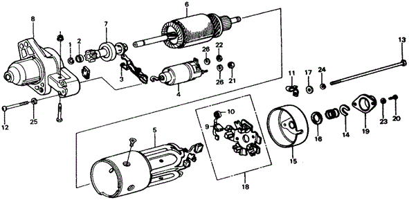 ENGINE/STARTER MOTOR COMPONENTS (DENSO) ('77) (KL) for 1977 Honda CIVIC HATCHBACK #1
