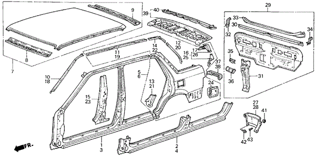Outer Panel 4DR for 1987 Honda Civic #0