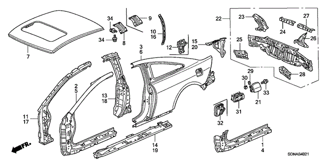 Body/Air Conditioning/Outer Panel - Rear Panel (Plasma Style Panel) for 2007 Honda ACCORD COUPE #1