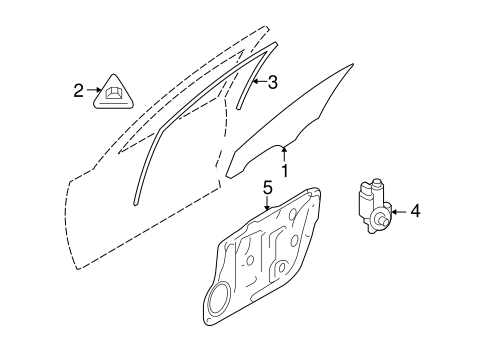 Glass - Front Door for 2006 Hyundai Azera #0