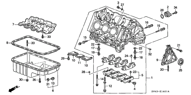 ENGINE/CYLINDER BLOCK - OIL PAN (V6) for 1995 Honda ACCORD SEDAN #1