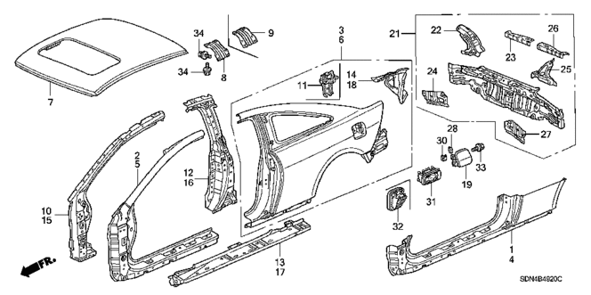 BODY / AIR CONDITIONING/OUTER PANEL - ROOF PANEL (OLD STYLE PANEL) for 2006 Honda ACCORD COUPE #1