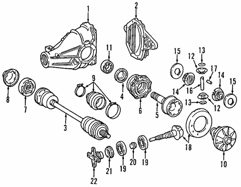 Rear Axle for 1992 Mercedes-Benz 400 E #0