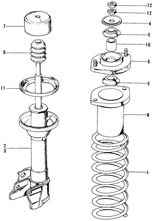 CHASSIS/REAR SHOCK ABSORBER COMPONENTS for 1975 Honda CIVIC 1200 HATCHBACK #1