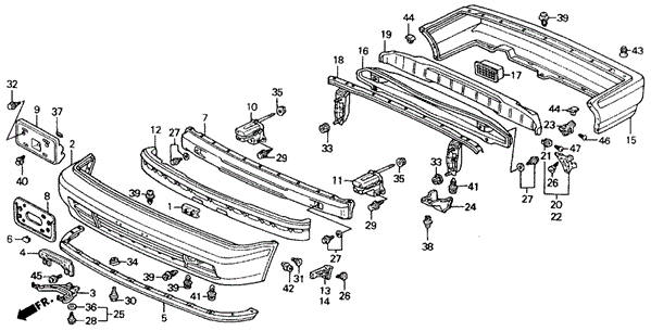 INTERIOR / BUMPER/BUMPER for 1993 Honda ACCORD COUPE #1