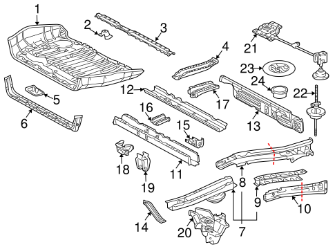 BODY/REAR FLOOR & RAILS for 2004 Toyota Sienna #1