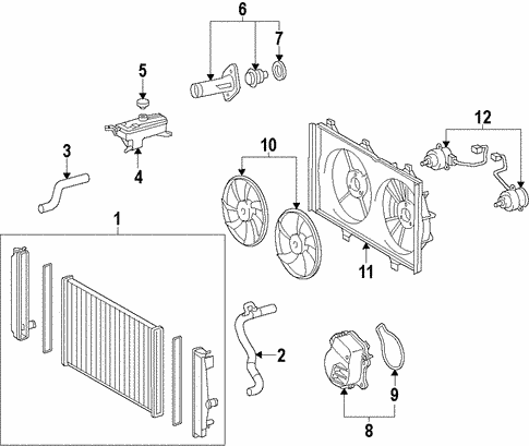Radiator & Components for 2011 Toyota Prius #1