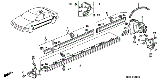 1993 Honda ACCORD SEDAN DX PROTECTOR, L. RR. DOOR - (75323SM4A11) 1993 Honda ACCORD SEDAN DX PROTECTOR, L. RR. DOOR - (75323SM4A11)