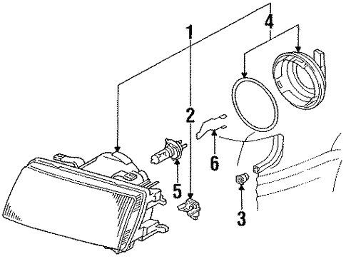 Headlamp Components for 1994 Audi Cabriolet #0