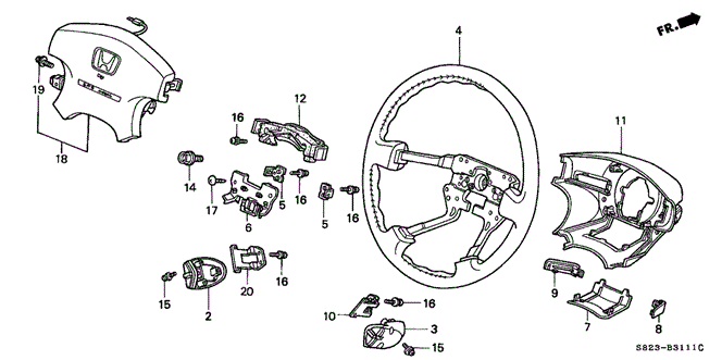CHASSIS/STEERING WHEEL (SRS) (V6) for 2001 Honda ACCORD COUPE #1